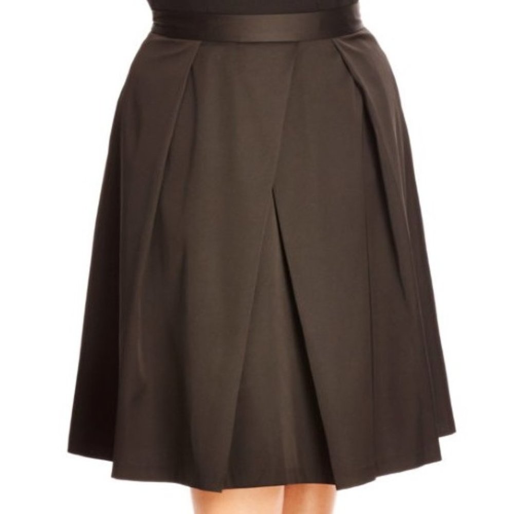 City Chic Plus Size Black Satin Midi 18/20